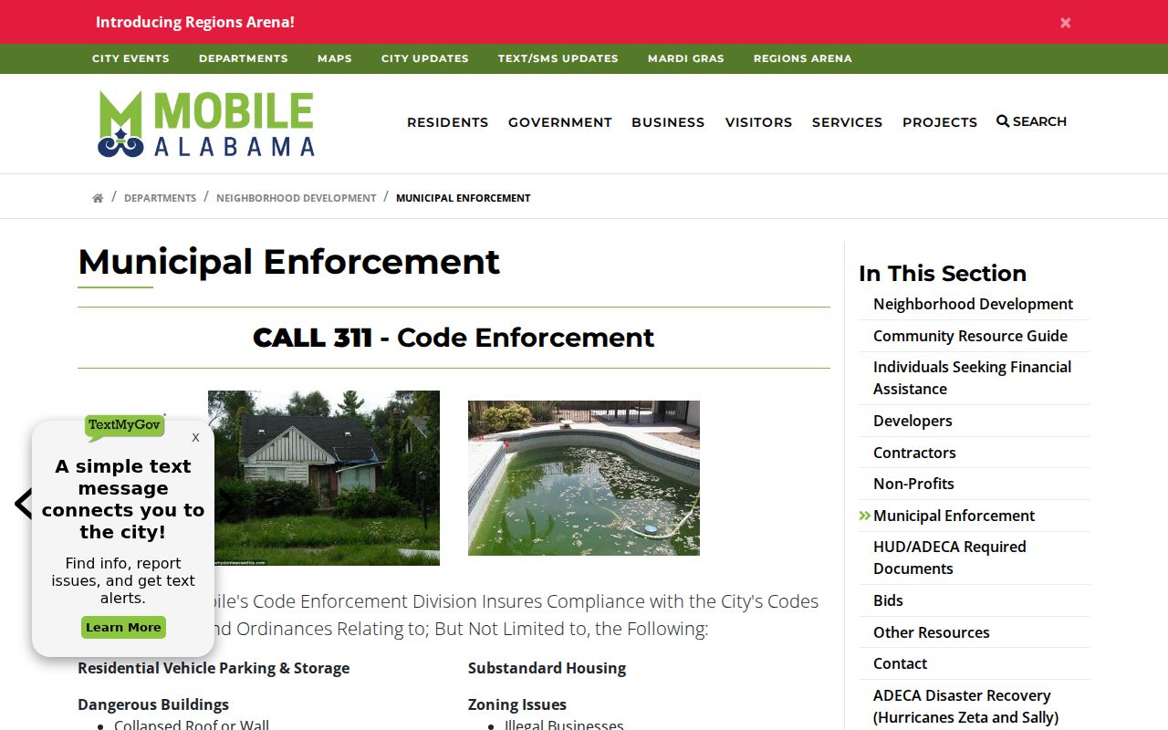 Mobile County street directory municipal enforcement source